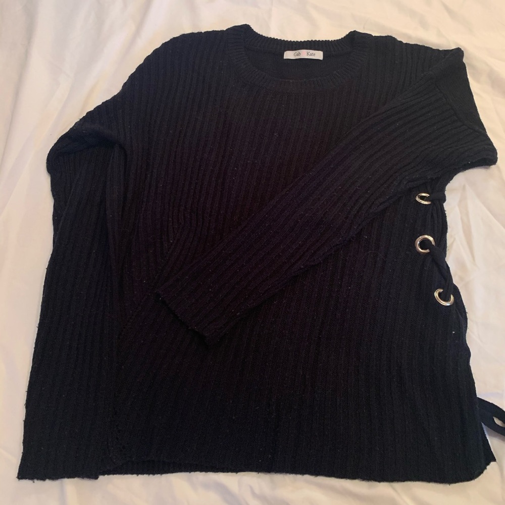 Gab Kate Navy Ribbed Sweater